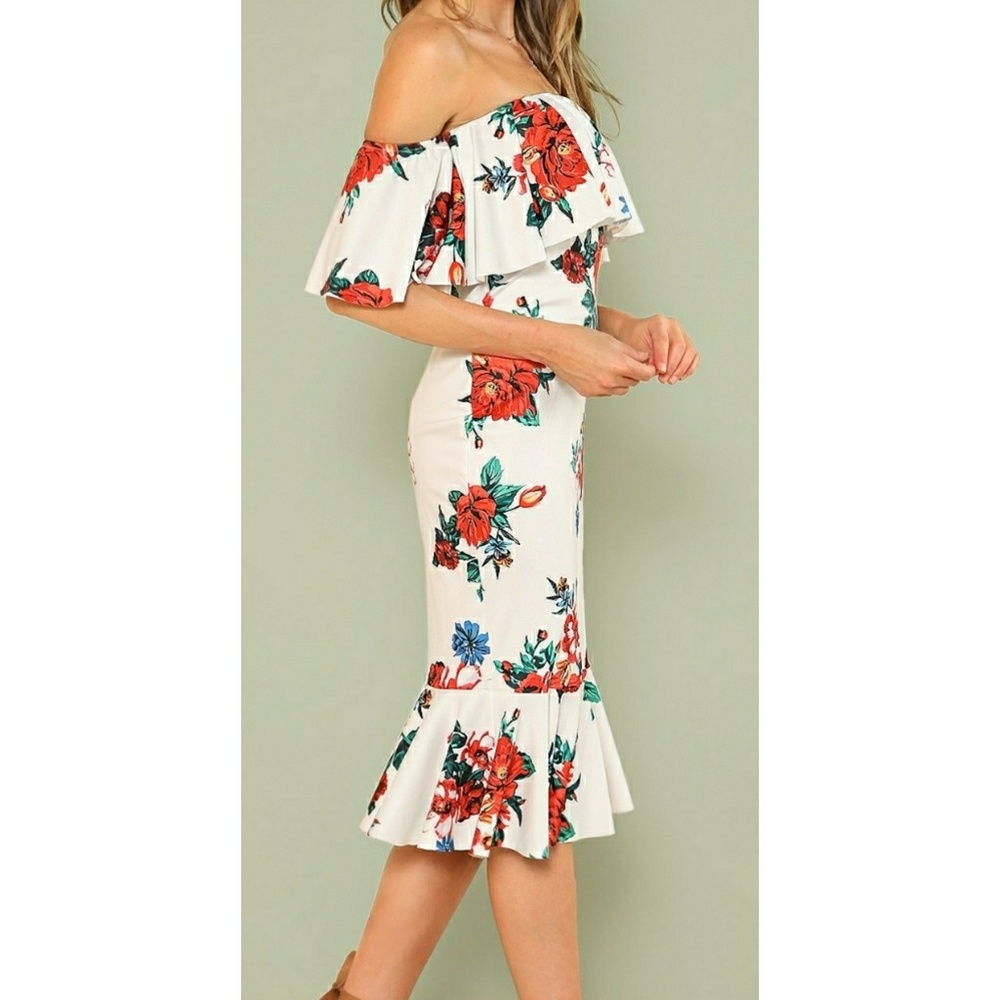 ⬇️VIVA | Off Shoulder Floral Dress - Picture 3 of 5